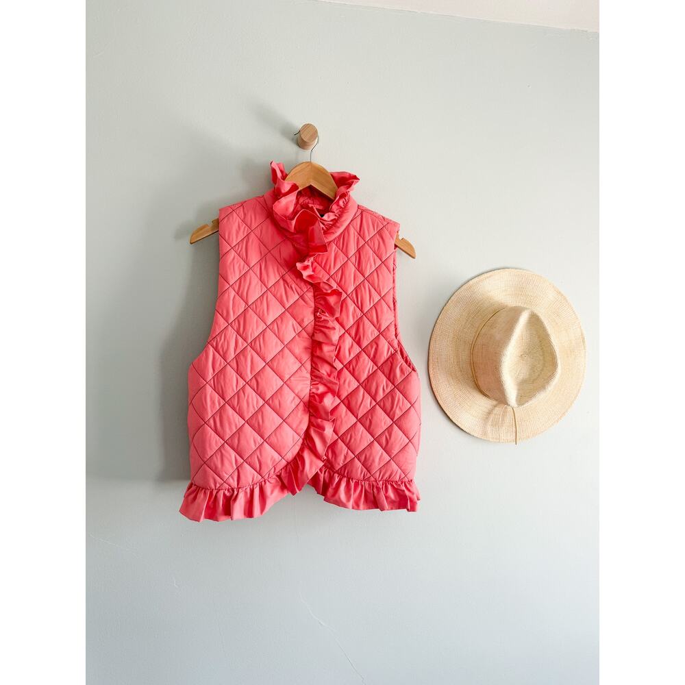 Clare V | Florence Vest Flamingo Pink Quilted Vest | Sz M/L